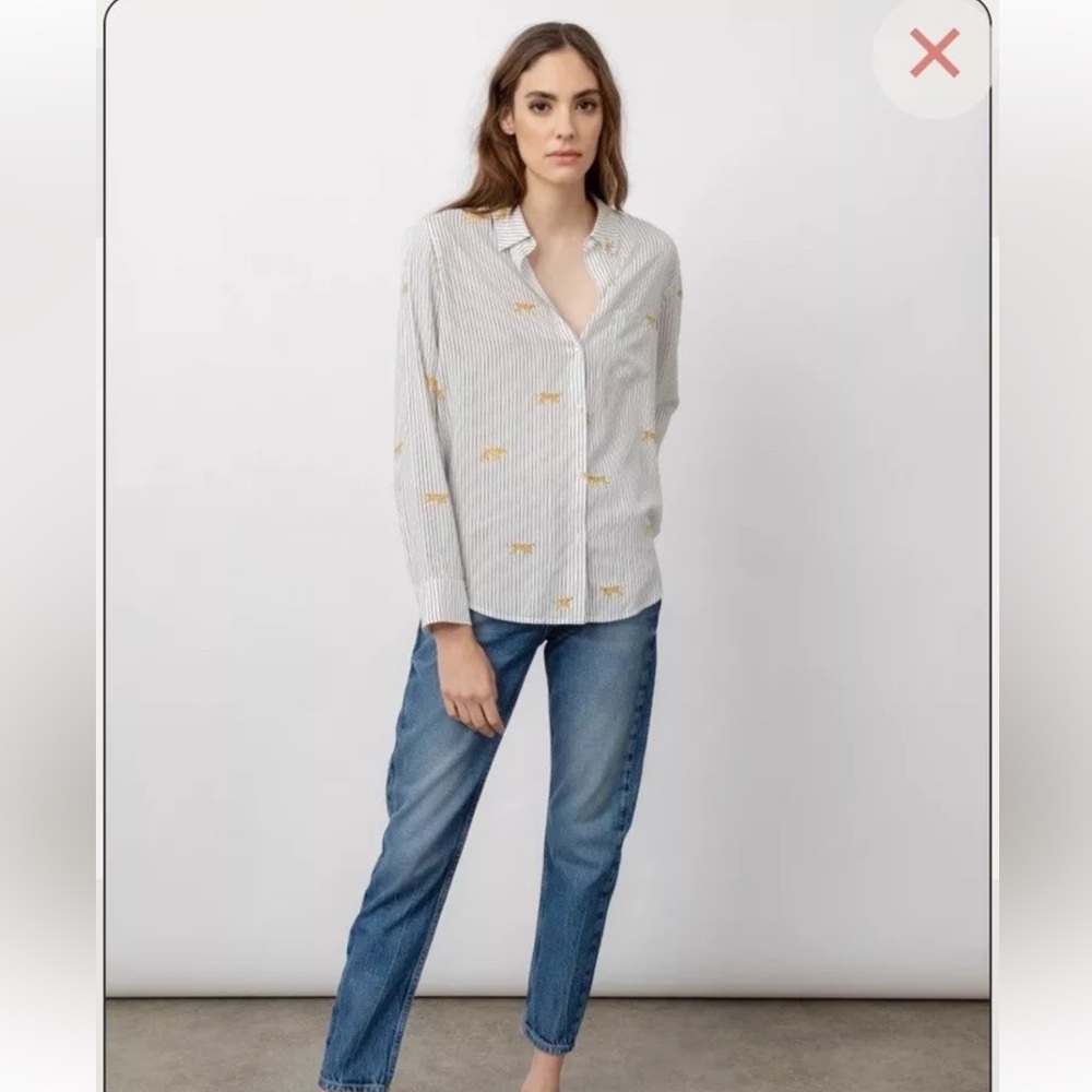 RAILS - Kathryn Striped Shirt - Wild Cat Design - S